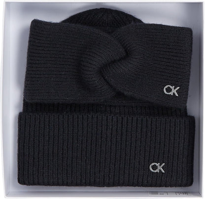 Women’S CK Metal Beanie & Headband Gift Set, Black (Ck Black), One Size