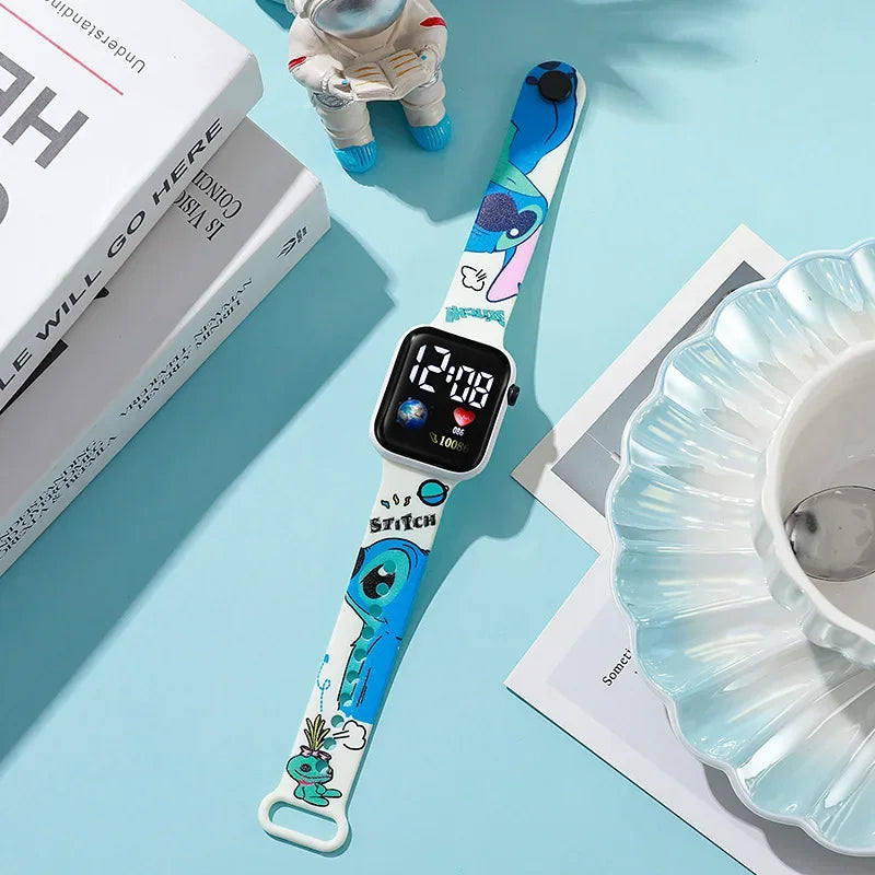 Disney Anime Figures Stitch Watches Children Wrist Strap Sports Intelligent Wristwatch Waterproof Kids Toys Electronic Bracelet