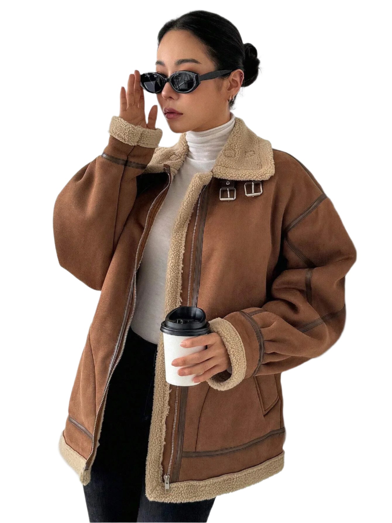 DAZY Women'S Suede Composite Thermal Thickened Regular Jacket, Winter ,Winter Women Clothes,Winter Coat Women