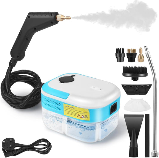 7 in 1 Handheld Steam Cleaner, 1500W Portable High Pressure Steam Cleaner, 1.2 L Water Tank, Handheld Car Steam Cleaner with 4 Brush Heads for Upholstery, Grouting, Tiles, Carpets, Bathrooms, Car