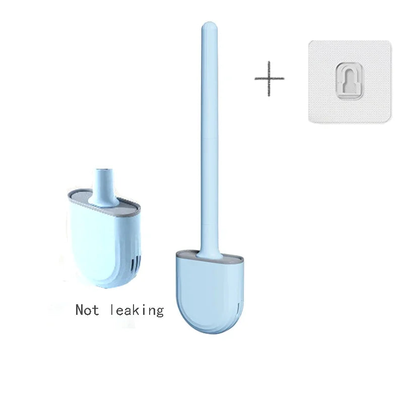 Hanging Silicone Toilet Brush with Extended Handle and Quick-Drying Holder - The Ultimate Bathroom Cleaning Solution