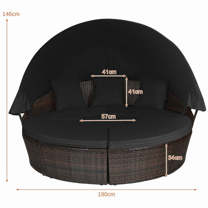 Outdoor Wicker Round Sectional Daybed for Patios and Gardens