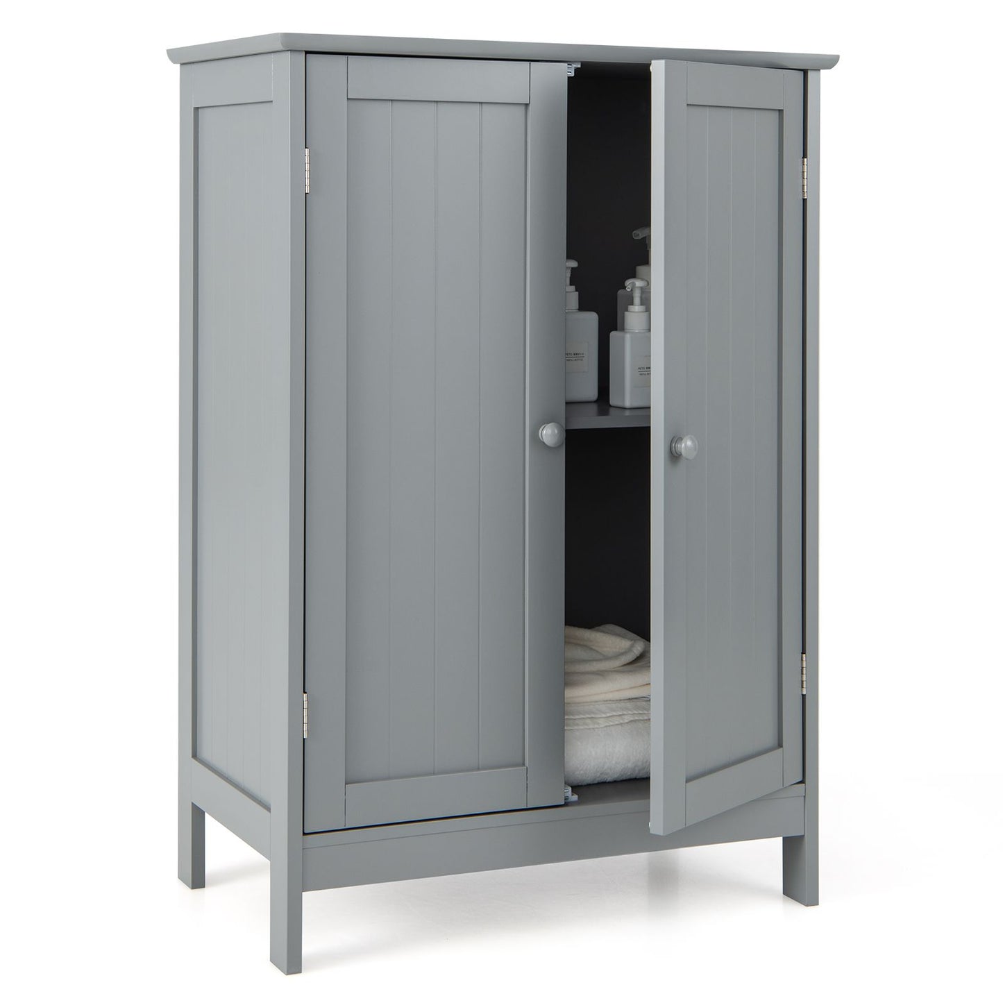 Double Door Bathroom Floor Cabinet with Adjustable Shelving