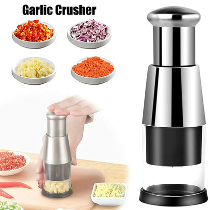 Manual Garlic Crusher & Vegetable Chopper Kitchen Gadget