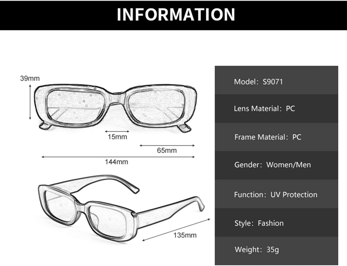 Vintage Rectangle Sunglasses for Women - Trendy Square Fashion Retro Glasses with UV400 Protection for Ladies, Teens, and Men