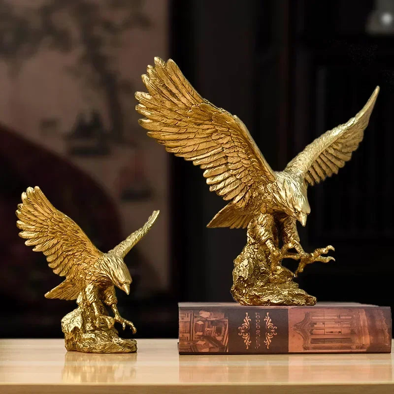 Resin American Golden Eagle Figurines Home Office Desktop Decoration Model Collection Statues Ornament Decor Objects