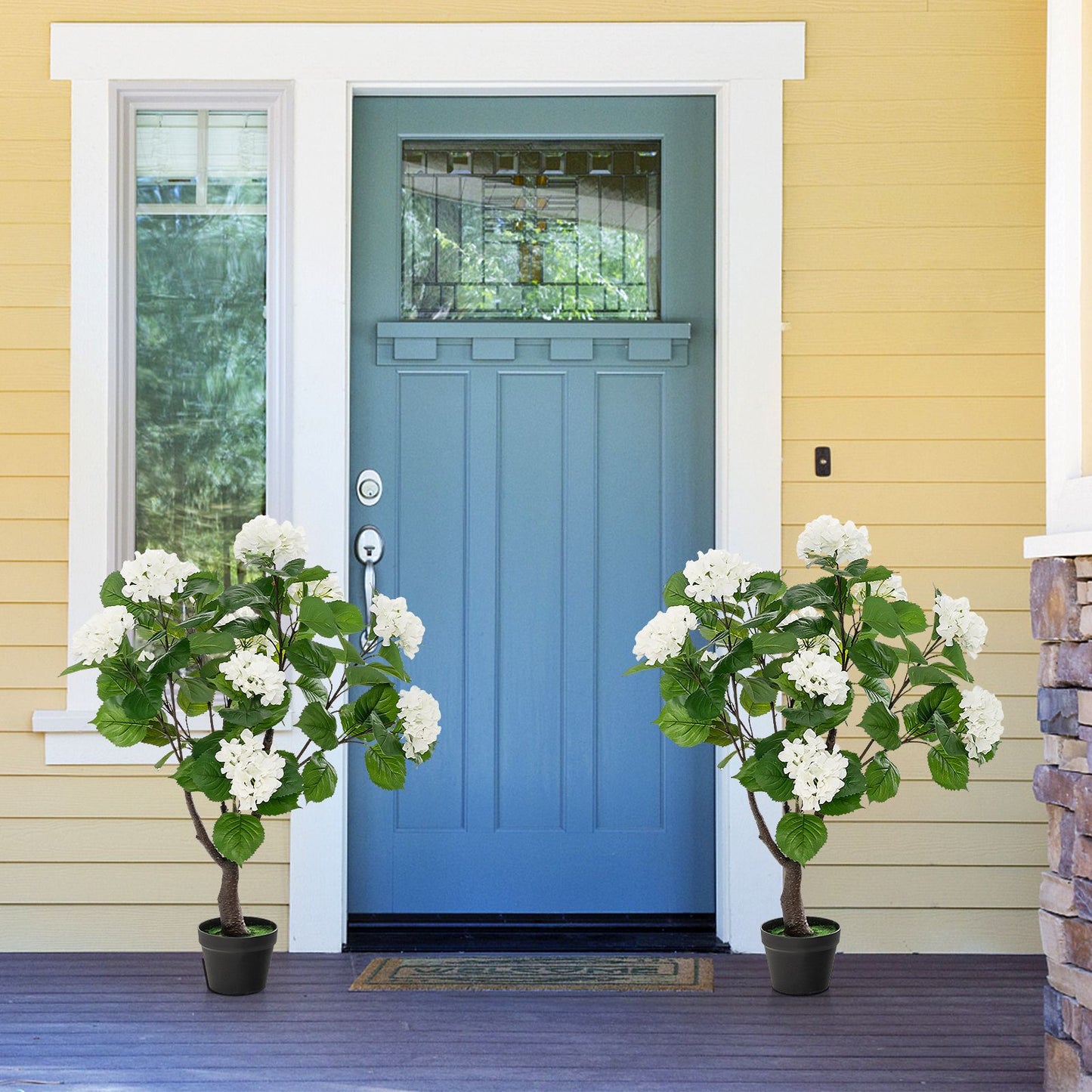 Artificial Hydrangea Tree Featuring 11 Exquisite White Blooms