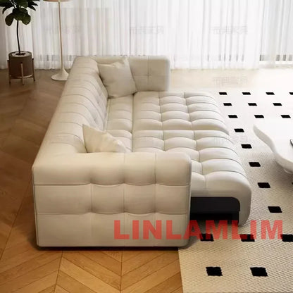 Multifunctional Convertible Sofa Bed, Modern Genuine Leather Folding Marshmallow Couch Cama Living Room Home Furniture