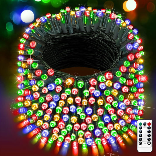Outdoor Fairy Lights, 50M 500 LED Christmas Tree Lights Plug in 8 Modes Remote Control Mains Powered Waterproof String Lights for Garden,Patio,Wedding,Indoor Party Decorations (Multicolor)
