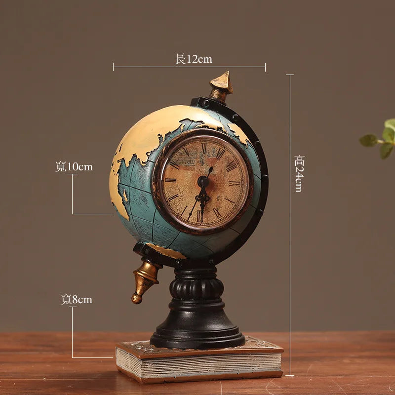 American Retro Decoration Globe Living Room TV Cabinet Foyer Stand Clock Office Decoration Desktop Decoration