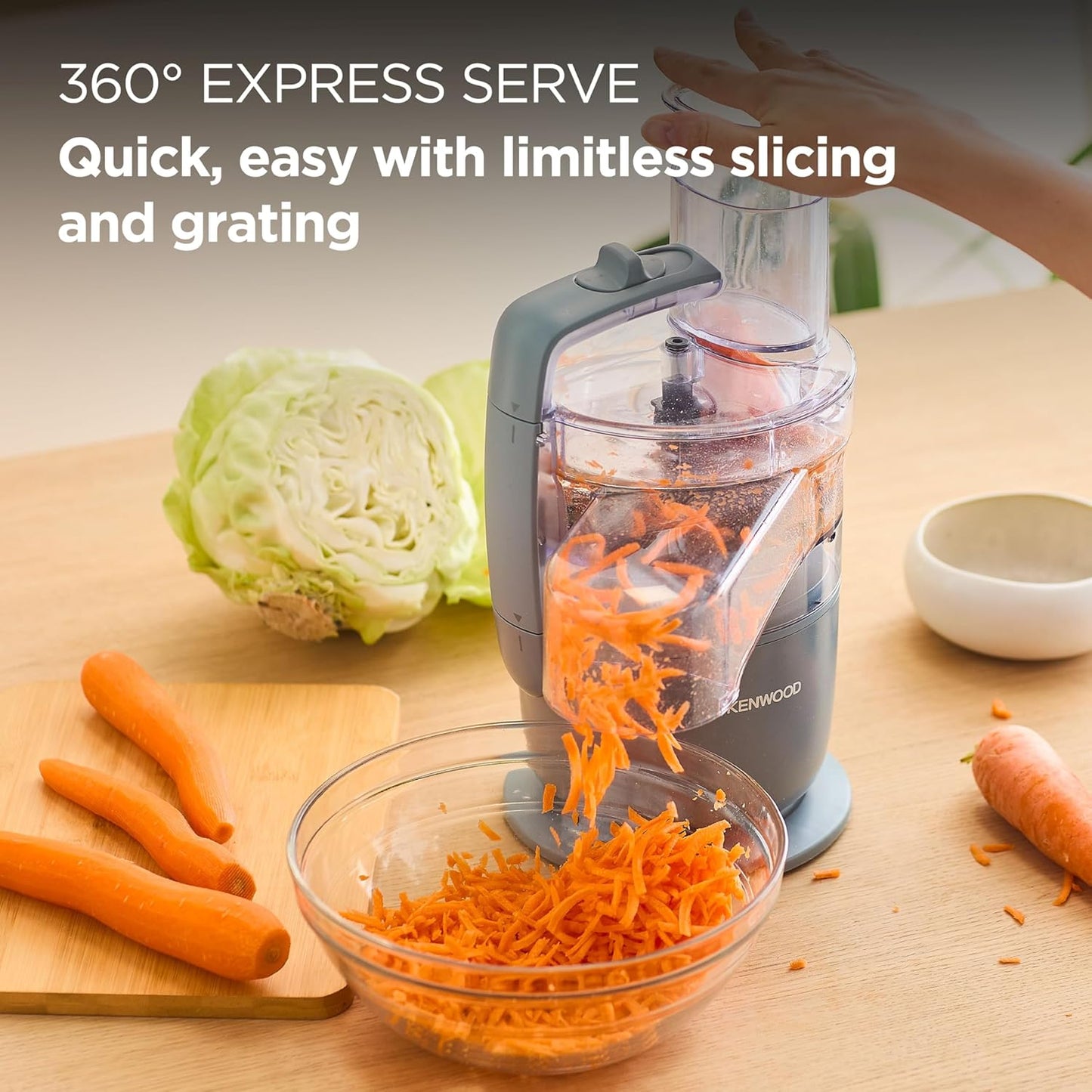 , Multipro Go FDP22.​130GY, Food Processor, for Chopping, Slicing, Grating, Pureeing and Kneading Dough, with Express Serve, 1.3L Bowl, Knife Blade, 4Mm Slicing/Grating Disk, 650 Watts, Grey