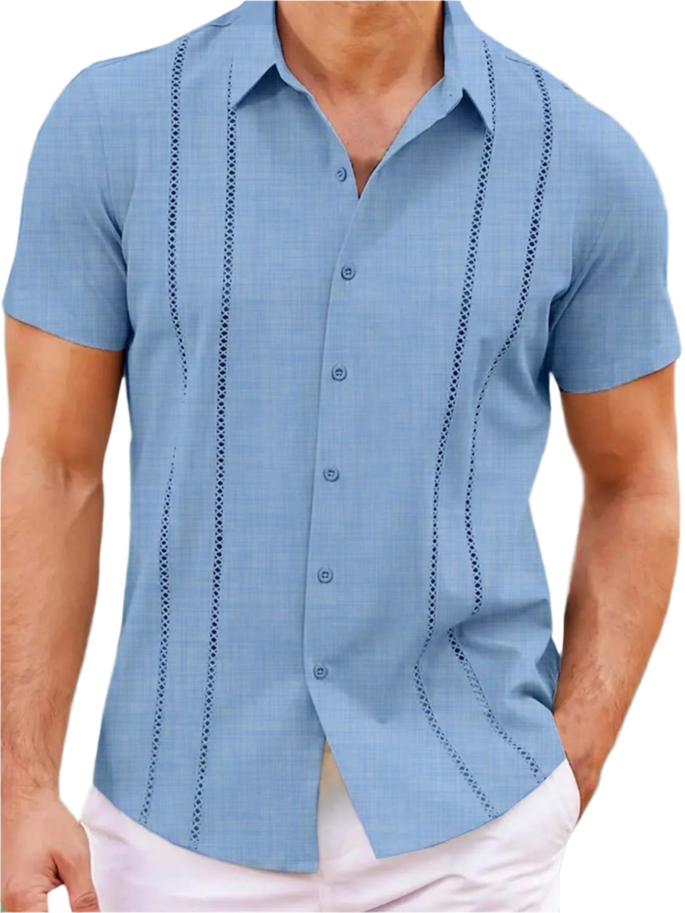 Men'S Plain Casual Short Sleeve Shirt for Daily Commuting, Summer