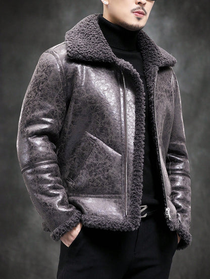 BONNY MAX 2-In-1 Men'S Faux Fur Jacket, Reversible Wool Blend Short Coat