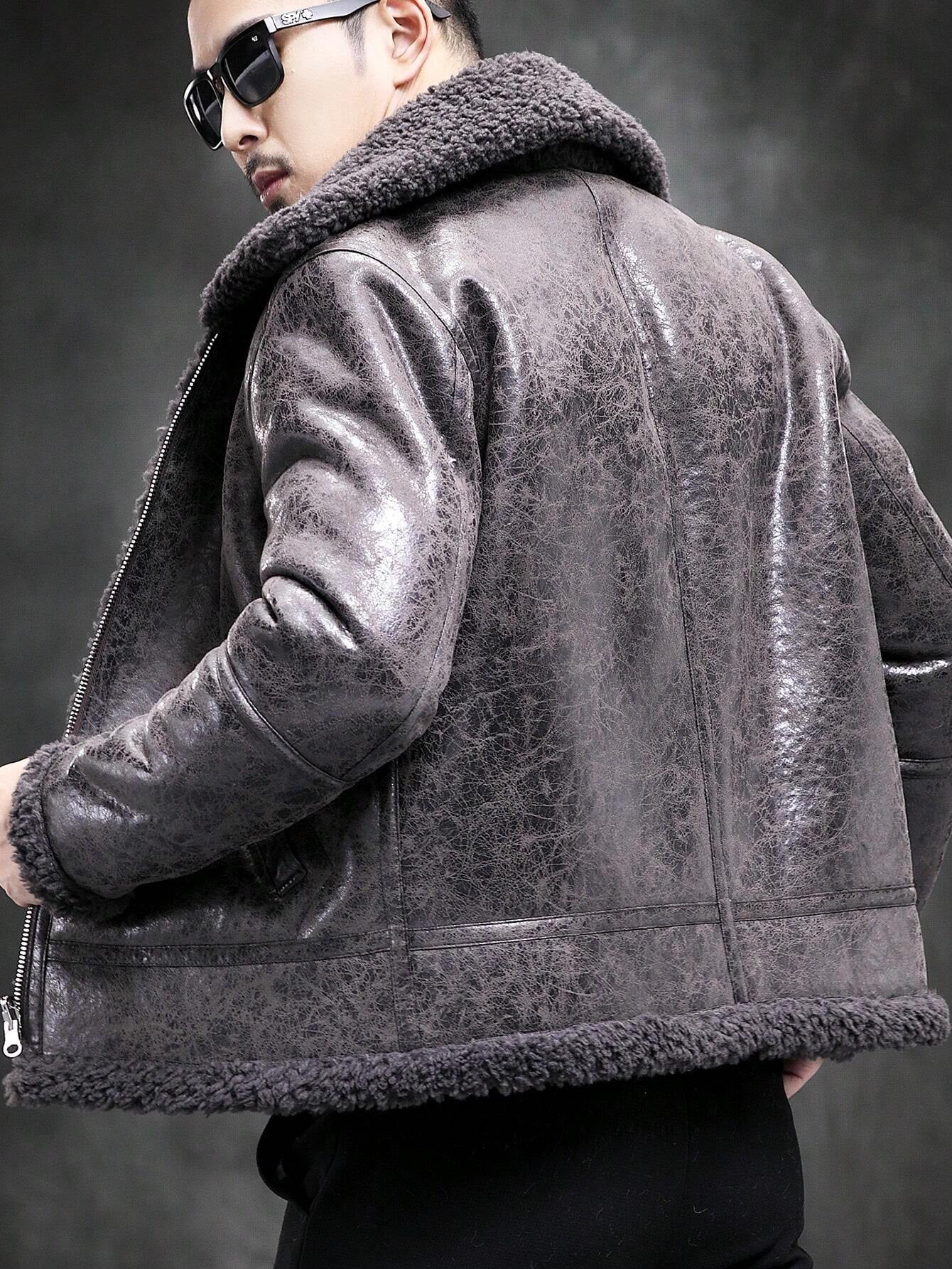 BONNY MAX 2-In-1 Men'S Faux Fur Jacket, Reversible Wool Blend Short Coat