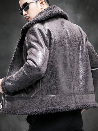 BONNY MAX 2-In-1 Men'S Faux Fur Jacket, Reversible Wool Blend Short Coat