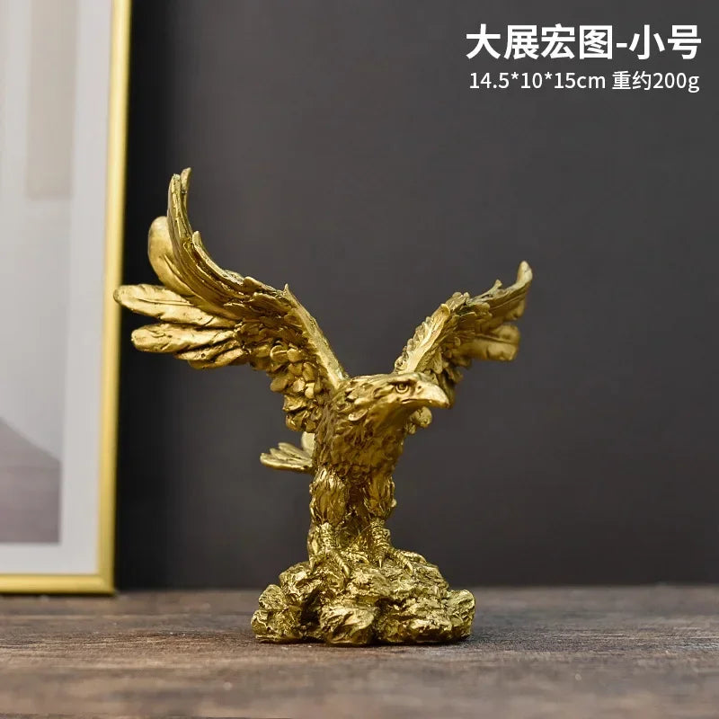 Resin American Golden Eagle Figurines Home Office Desktop Decoration Model Collection Statues Ornament Decor Objects