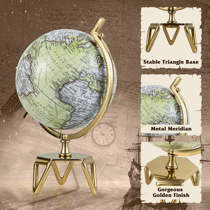 Elegant Interactive Educational Globe with Triangular Metal Stand and Realistic Meridian