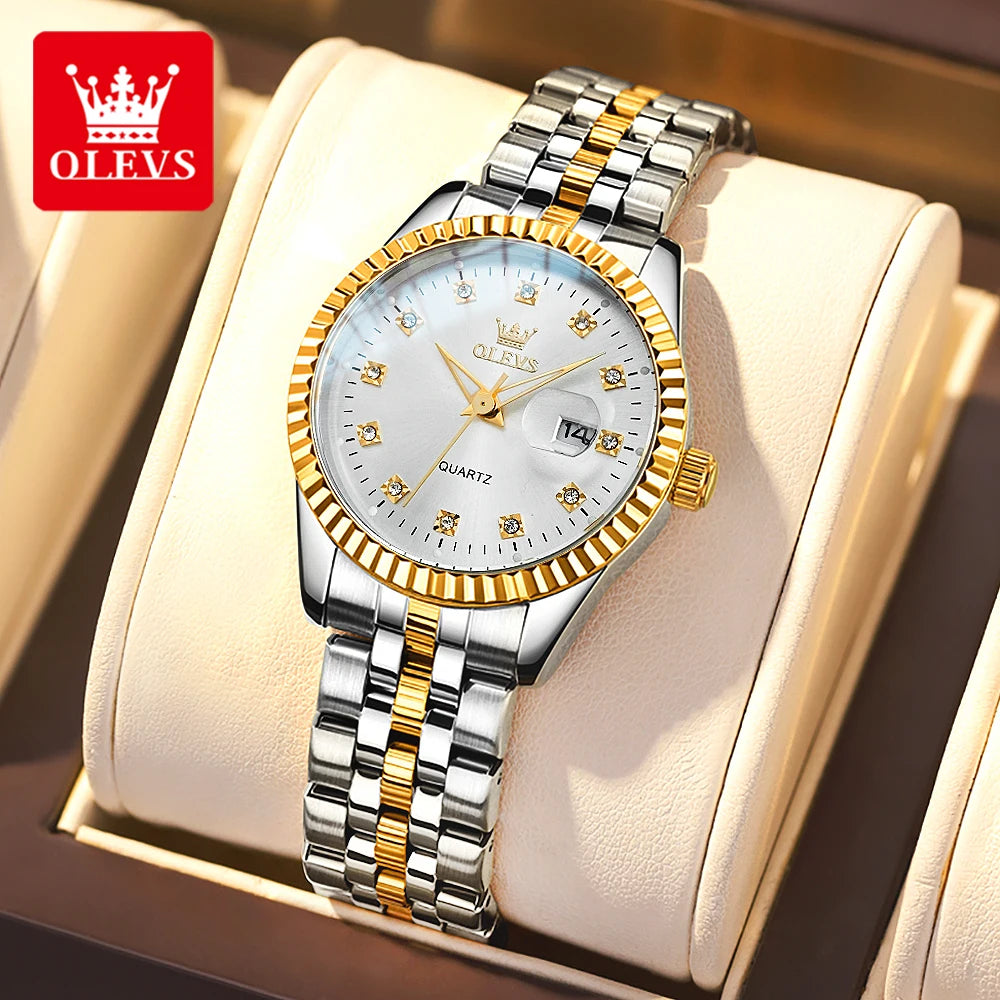 5526 Classic Luxury Women'S Quartz Wristwatch Stainless Steel Waterproof Auto Date Diamond Scale Original Women'S Watches