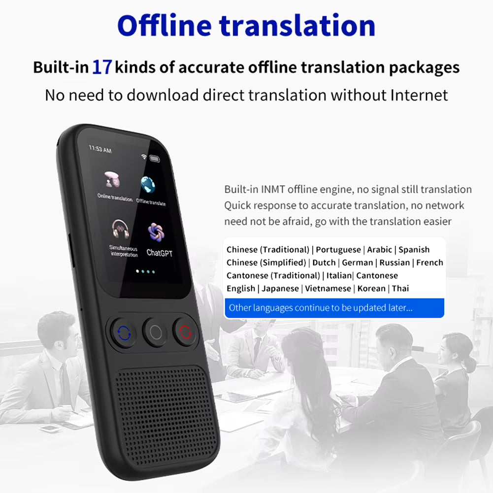 Advanced 2024 Portable Smart Audio Translator: Effortless Communication in 138 Languages with Offline Real-Time Translation