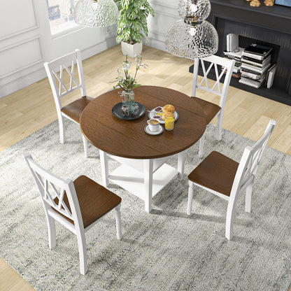 Elegant Extendable Dining Table Set with 2-Tier Storage Shelf - Complete 5-Piece Collection for Modern Dining Spaces