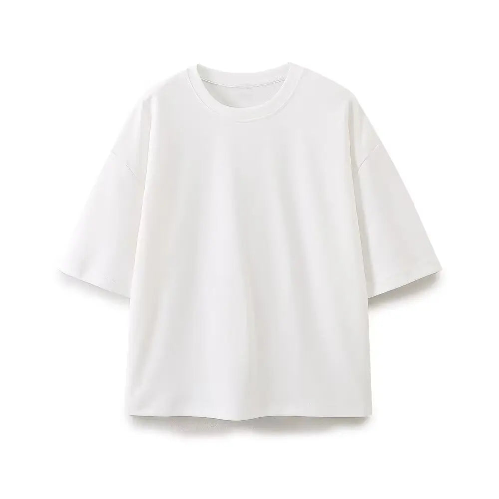 2024 Women'S Solid Casual T Shirts Pant Set Short Sleeves O-Neck T-Shirt Top+Lace-Up Loose Side Pockets Straight Pant