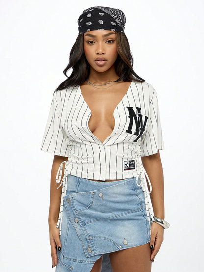 SUMWON WOMEN Street Tie up Corset Style Basketball Top