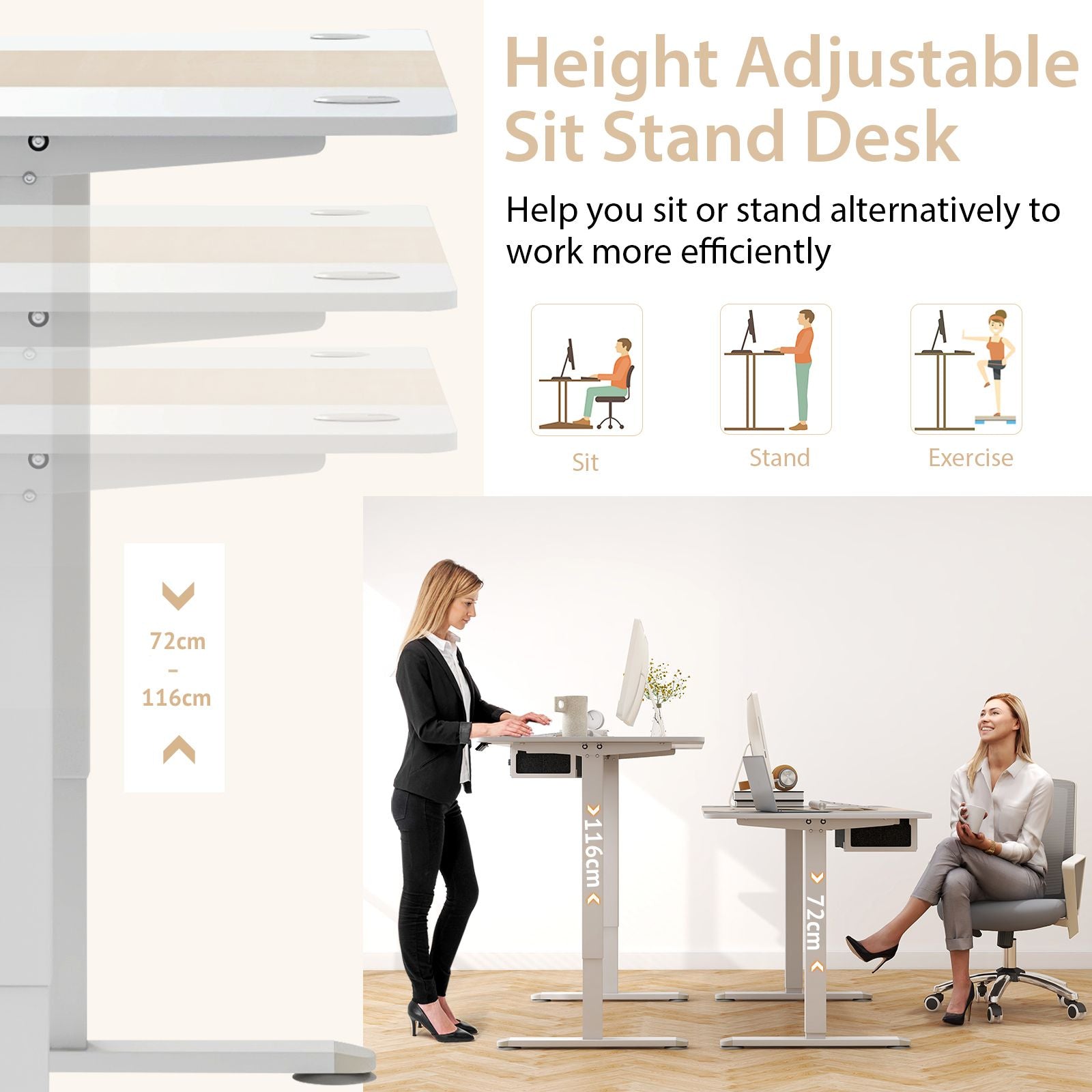 Electric Height-Adjustable Standing Desk with Integrated USB Charging: Enhance Your Workspace Comfort and Productivity