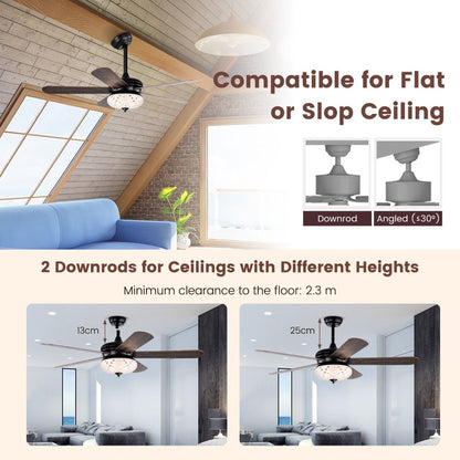 52-Inch Crystal Light Ceiling Fan with Remote Control