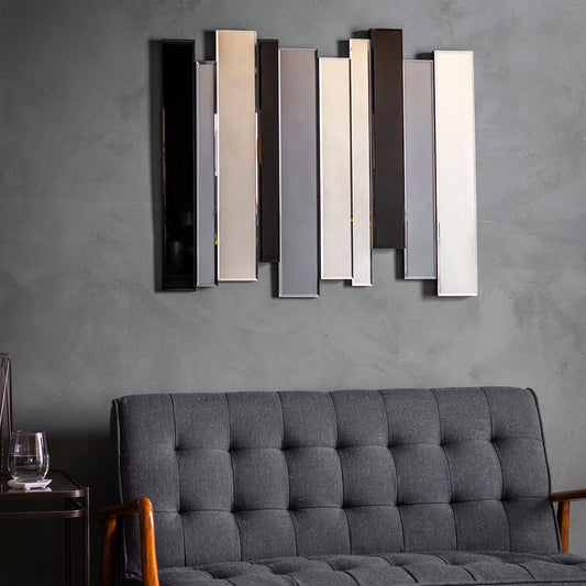 Sophisticated Duval Grey Smoked Mirror - Art-Deco Elegance, 70 x 80 cm