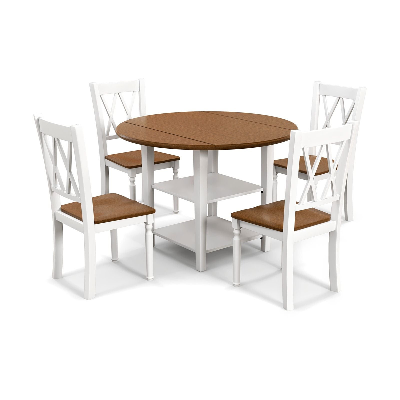 Elegant Extendable Dining Table Set with 2-Tier Storage Shelf - Complete 5-Piece Collection for Modern Dining Spaces