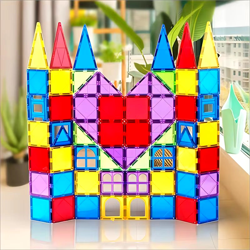 Magblock 66-Piece Magnetic Building Block Set - Educational Construction Toys for Children Aged 3-10 Years, Montessori Learning Tool