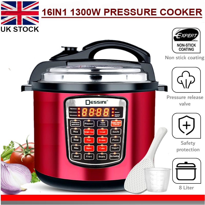 16-In-1 Multi Cooker 6L Pressure Non-Stick Rice Slow Cook Keepwarm Digital 1000W