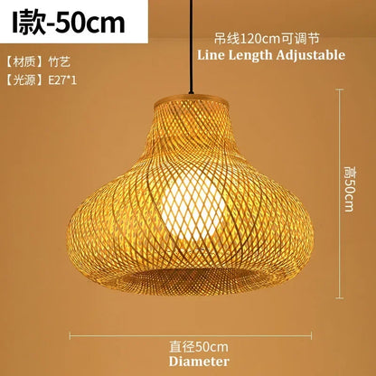 Bamboo Hand Weaving Pendant Light 80Cm Rattan Craft Woven LED Ceiling Lamp Chandelier Fixture Home Bedroom Decor Hanging Lustre