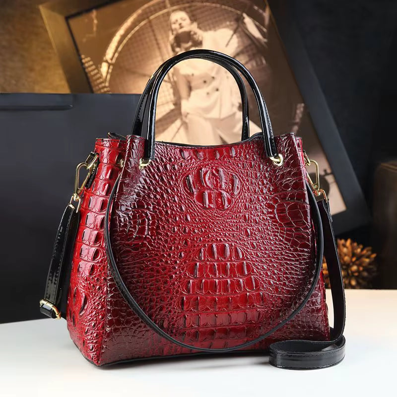 2025 Women Handbags New Tote Bag Fashion Crocodile Print Bucket Bag Retro Shoulder Messenger Bags Trend