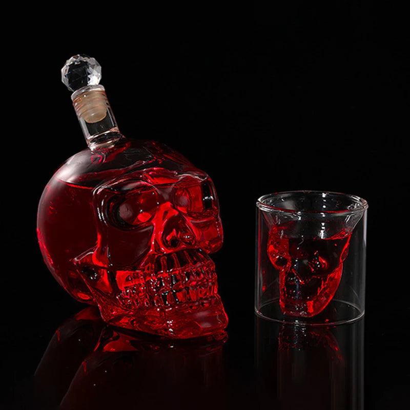 1000Ml Skull Fruit Juice Container Wine Bottle Borosilicate Glass Decanter Whisky Terror Bar Originality Gift Decoration