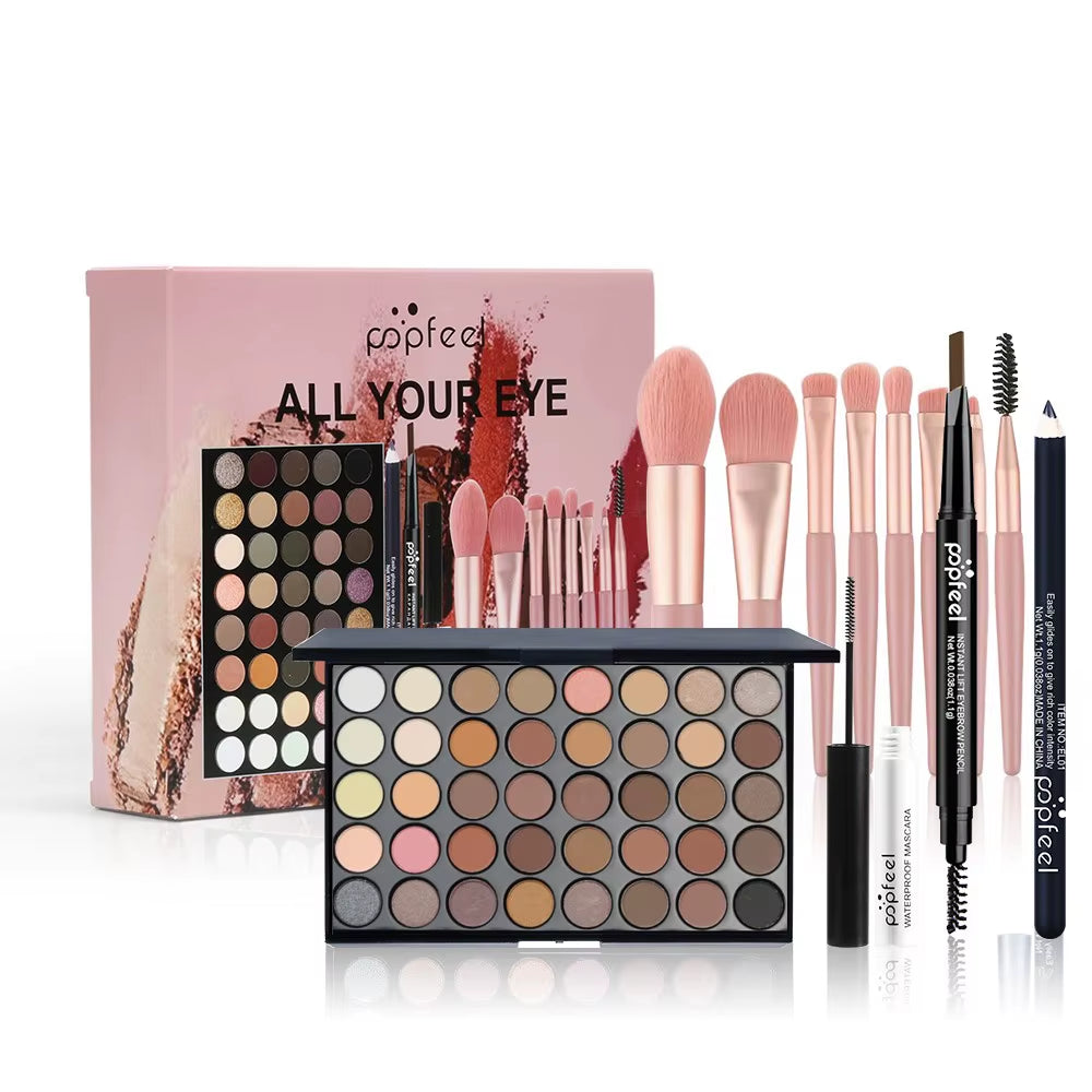 Eye Makeup Set 40 Color Eyeshadow Palette Eyebrow Pencil Eyeliner Pen Mascara with a Set of Makeup Brushes Eye Cosmetics