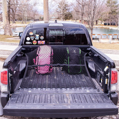 Premium Elastic Cargo Net - Versatile Truck Bed Organizer for Light Loads, 4'X4' Expands to 7'X7' (Single Layer)