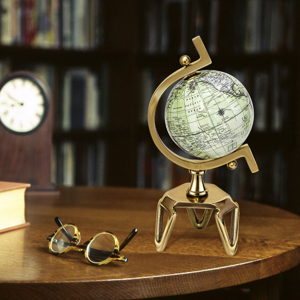 Elegant Interactive Educational Globe with Triangular Metal Stand and Realistic Meridian