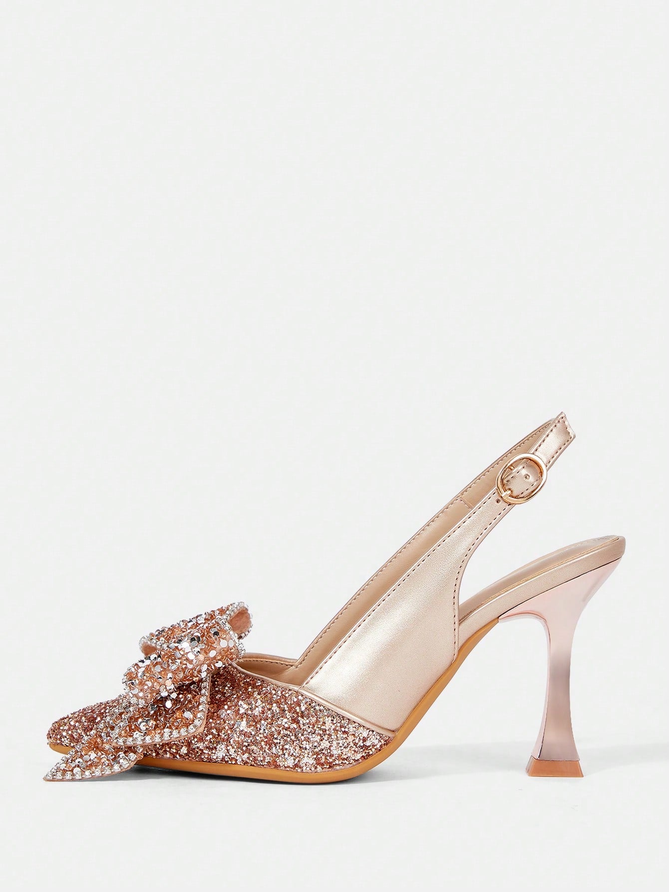 CUCCOO HITCHD Fashionable Elegant Women'S Gold Sequined Bow Pointed Toe Stilettos, Suitable for Wedding, Bridesmaid, Banquet, Date, Party, Christmas, New Year, Valentine'S Day, Comfortable Spring Shoes Spring Break Easter Prom Heels