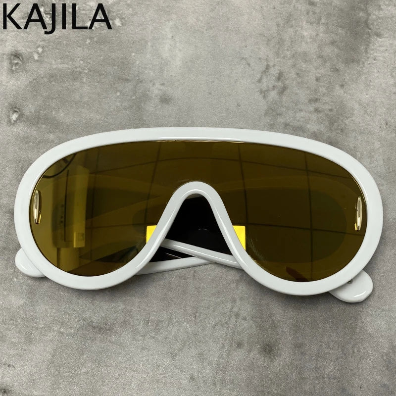 Oversized Wave Mask One-Piece Sunglasses Women Y2K Punk Sports Sun Glasses for Lady 2025 Luxury Brand Steampunk Eyewear Goggle