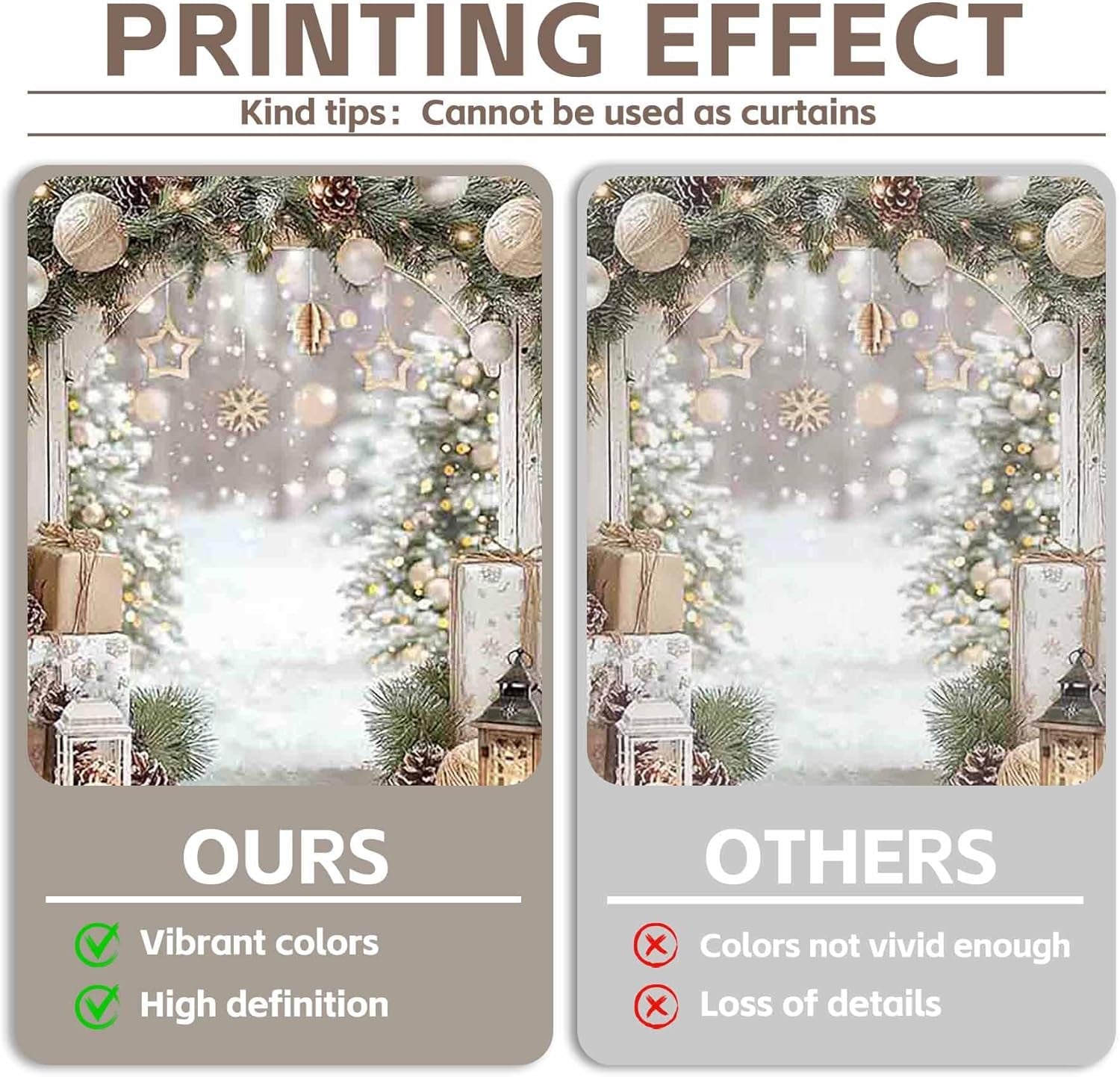 7X5Ft Christmas Gold White Backdrop Winter Xmas Trees Gifts Warm Snowy Brown Outdoor Pure Holy Background Celebrate Festival Decor Photo Banner Props