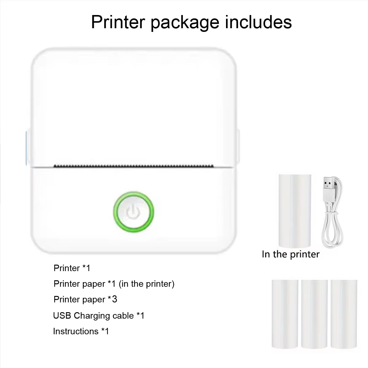 Compact Inkless Sticker Printer - Portable Thermal Printer for Photos, Journals, and Memos