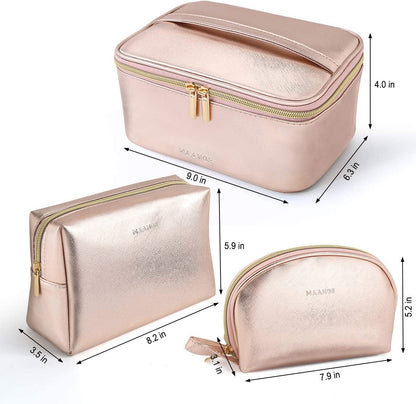 3 Pcs Make up Bag, Waterproof Cosmetic Case Travel Toiletry Bag Zipper Pouch Travel Wash Bag Cosmetic Organizer Set for Women