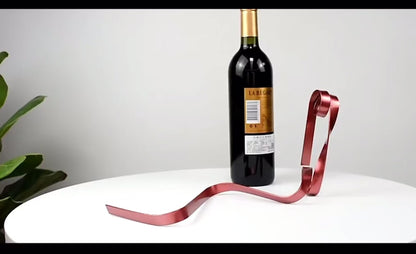 Creative Colorful Ribbon Wine Bottle Holder – Artistic Suspension Display for Modern Homes