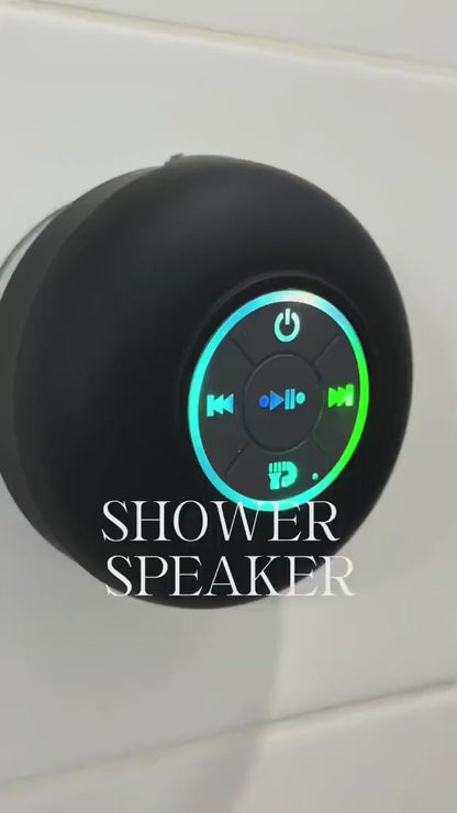 Portable Waterproof Bluetooth Shower Speaker with Suction Cup, LED Lights & 3D Stereo Sound