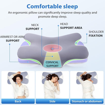 Ergonomic Memory Foam Pillow for Optimal Neck and Shoulder Support - Perfect for Side Sleepers and Pain Relief