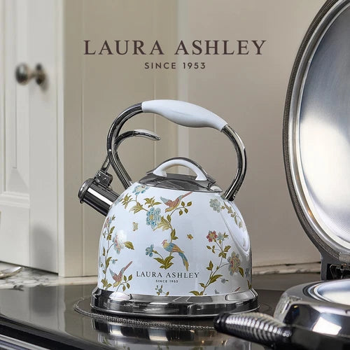 Laura Ashley Whistling Stovetop Kettle 3L Stainless Steel Tea Pot with Handle