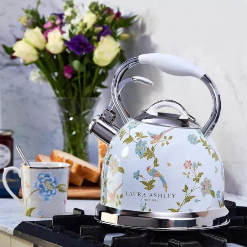 Laura Ashley Whistling Stovetop Kettle 3L Stainless Steel Tea Pot with Handle