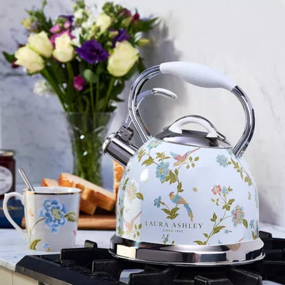 Laura Ashley Whistling Stovetop Kettle 3L Stainless Steel Tea Pot with Handle