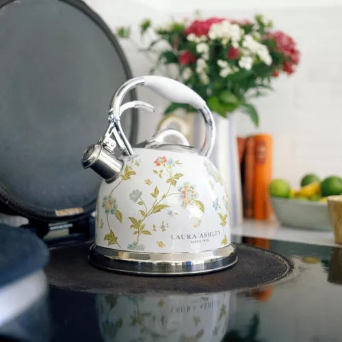 Laura Ashley Whistling Stovetop Kettle 3L Stainless Steel Tea Pot with Handle